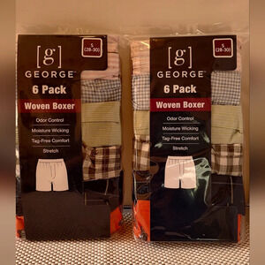 Men's Size Small (28-30) 2 Packs of 6 Woven Boxer 12pcs in All George